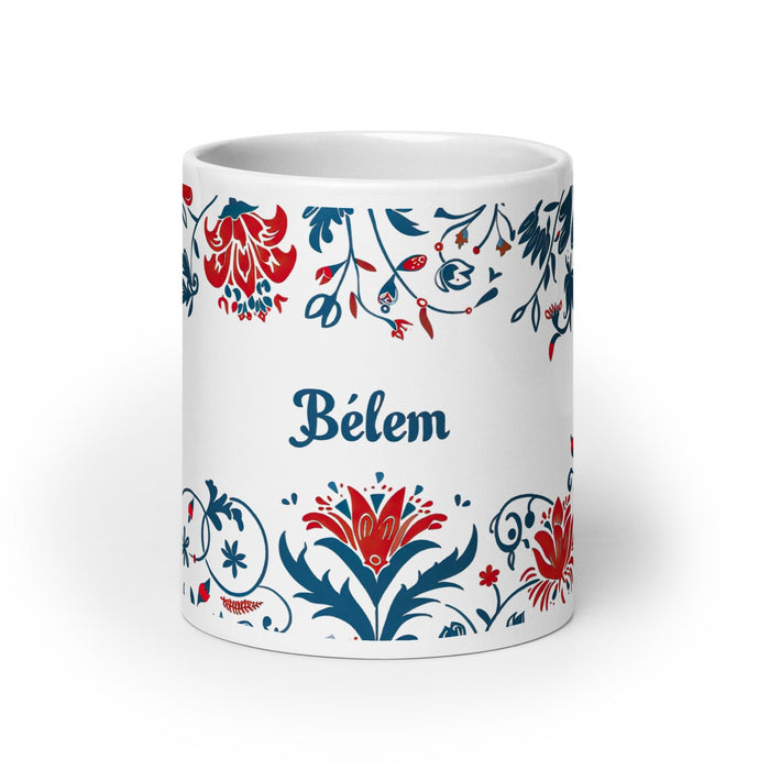 Belem Exclusive Name Art Piece Home Office Work Coffee Mug Mexican Spanish Pride Gift Cup One-Of-A-Kind Calligraphy White Glossy Mug | B7 Mexicada