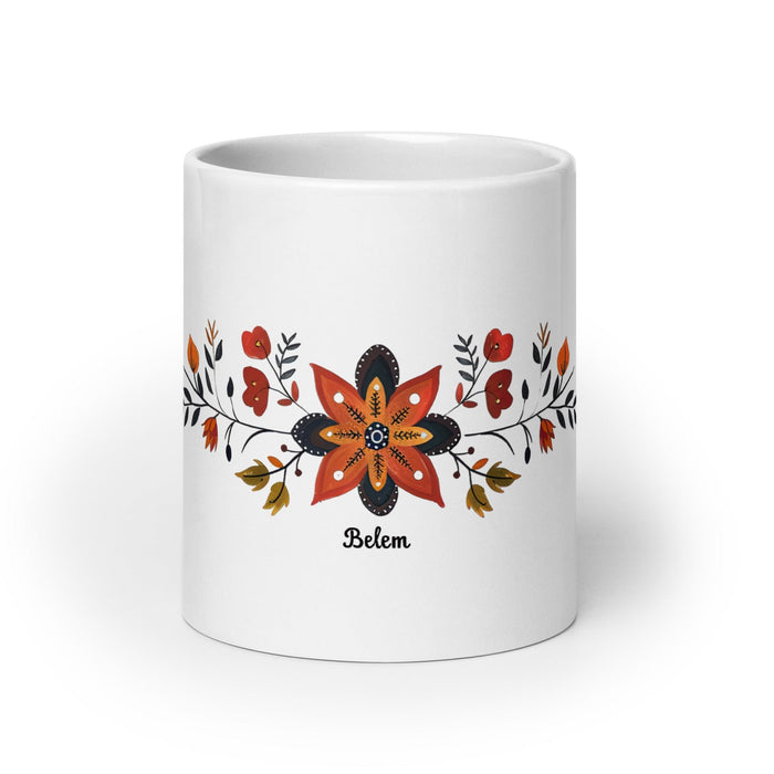 Belem Exclusive Name Art Piece Home Office Work Coffee Mug Mexican Spanish Pride Gift Cup One-Of-A-Kind Calligraphy White Glossy Mug | B8 Mexicada