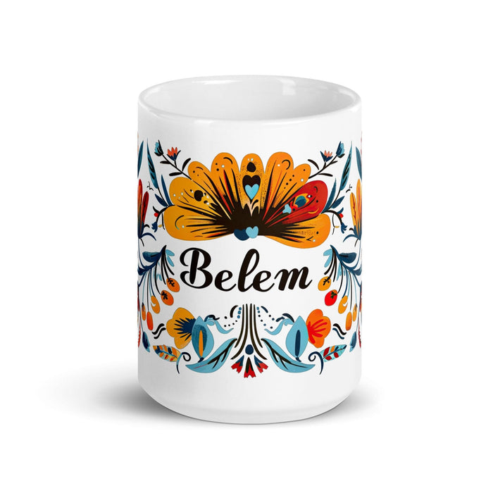 Belem Exclusive Name Art Piece Home Office Work Coffee Mug Mexican Spanish Pride Gift Cup One-Of-A-Kind Calligraphy White Glossy Mug | B9 Mexicada