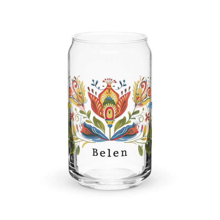 Belén Exclusive Name Art Piece Can - Shaped Glass Home Office Work Mexican Spanish Pride Gift Cup One - Of - A - Kind Calligraphy Glass | B1 - Mexicada