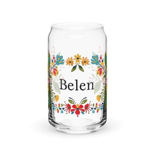 Belén Exclusive Name Art Piece Can - Shaped Glass Home Office Work Mexican Spanish Pride Gift Cup One - Of - A - Kind Calligraphy Glass | B11 - Mexicada