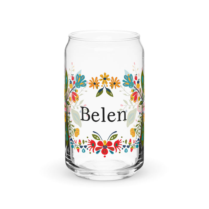 Belén Exclusive Name Art Piece Can - Shaped Glass Home Office Work Mexican Spanish Pride Gift Cup One - Of - A - Kind Calligraphy Glass | B11 - Mexicada