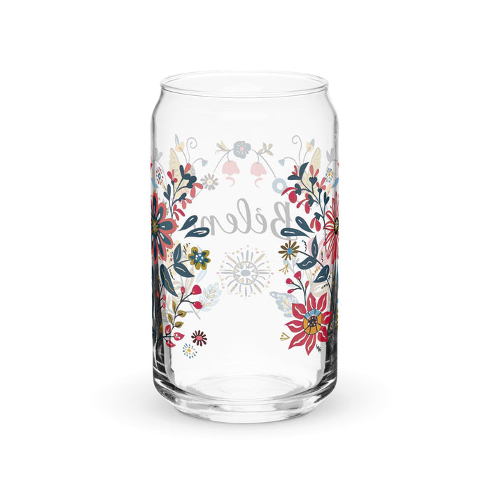 Belén Exclusive Name Art Piece Can-Shaped Glass Home Office Work Mexican Spanish Pride Gift Cup One-Of-A-Kind Calligraphy Glass | B12 Mexicada