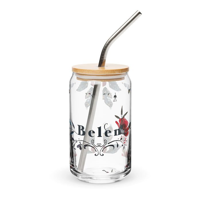 Belén Exclusive Name Art Piece Can - Shaped Glass Home Office Work Mexican Spanish Pride Gift Cup One - Of - A - Kind Calligraphy Glass | B13 - Mexicada