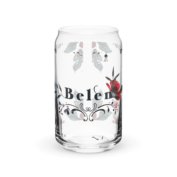 Belén Exclusive Name Art Piece Can - Shaped Glass Home Office Work Mexican Spanish Pride Gift Cup One - Of - A - Kind Calligraphy Glass | B13 - Mexicada