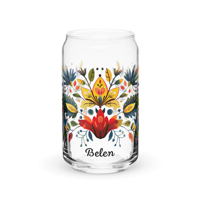 Belén Exclusive Name Art Piece Can - Shaped Glass Home Office Work Mexican Spanish Pride Gift Cup One - Of - A - Kind Calligraphy Glass | B15 - Mexicada