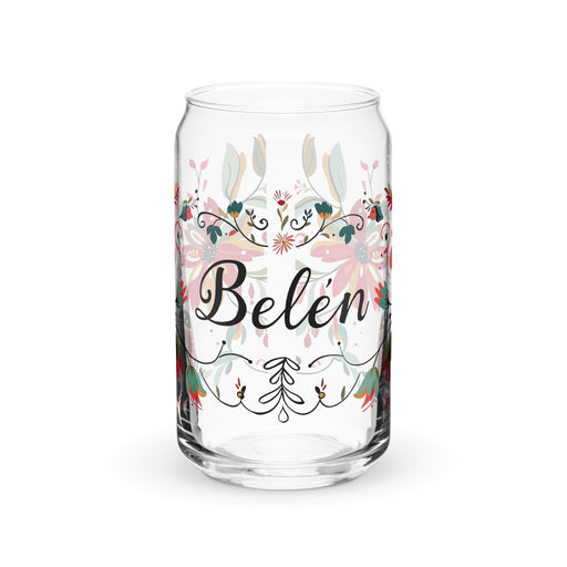 Belén Exclusive Name Art Piece Can - Shaped Glass Home Office Work Mexican Spanish Pride Gift Cup One - Of - A - Kind Calligraphy Glass | B16 - Mexicada