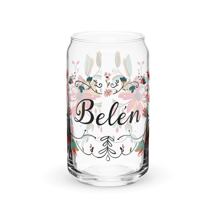 Belén Exclusive Name Art Piece Can - Shaped Glass Home Office Work Mexican Spanish Pride Gift Cup One - Of - A - Kind Calligraphy Glass | B16 - Mexicada