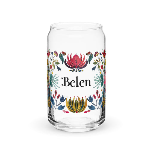 Belén Exclusive Name Art Piece Can - Shaped Glass Home Office Work Mexican Spanish Pride Gift Cup One - Of - A - Kind Calligraphy Glass | B16 - Mexicada