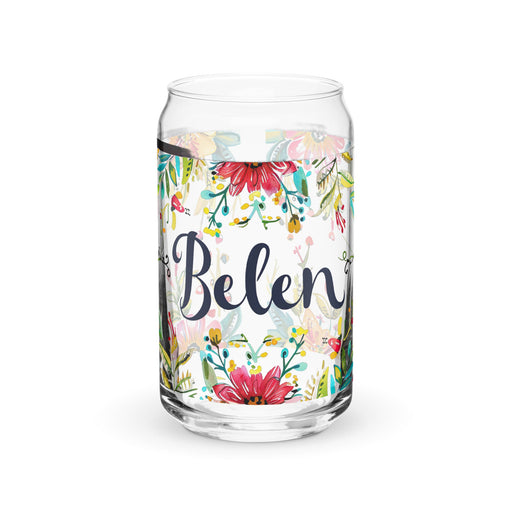 Belén Exclusive Name Art Piece Can - Shaped Glass Home Office Work Mexican Spanish Pride Gift Cup One - Of - A - Kind Calligraphy Glass | B20 - Mexicada