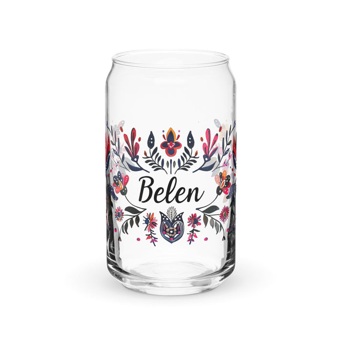 Belén Exclusive Name Art Piece Can - Shaped Glass Home Office Work Mexican Spanish Pride Gift Cup One - Of - A - Kind Calligraphy Glass | B20 - Mexicada