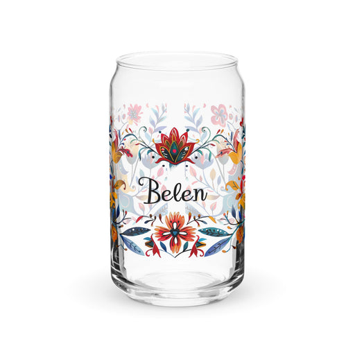 Belén Exclusive Name Art Piece Can - Shaped Glass Home Office Work Mexican Spanish Pride Gift Cup One - Of - A - Kind Calligraphy Glass | B21 - Mexicada