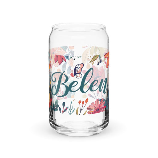 Belén Exclusive Name Art Piece Can - Shaped Glass Home Office Work Mexican Spanish Pride Gift Cup One - Of - A - Kind Calligraphy Glass | B22 - Mexicada