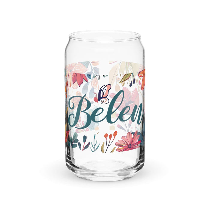 Belén Exclusive Name Art Piece Can-Shaped Glass Home Office Work Mexican Spanish Pride Gift Cup One-Of-A-Kind Calligraphy Glass | B22 Mexicada 16 oz (No Lid No Straw)