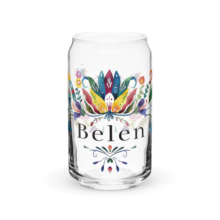 Belén Exclusive Name Art Piece Can - Shaped Glass Home Office Work Mexican Spanish Pride Gift Cup One - Of - A - Kind Calligraphy Glass | B23 - Mexicada