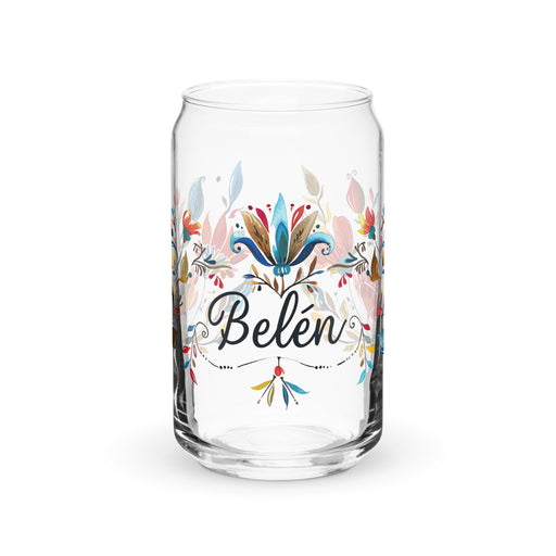 Belén Exclusive Name Art Piece Can - Shaped Glass Home Office Work Mexican Spanish Pride Gift Cup One - Of - A - Kind Calligraphy Glass | B24 - Mexicada