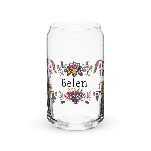 Belén Exclusive Name Art Piece Can - Shaped Glass Home Office Work Mexican Spanish Pride Gift Cup One - Of - A - Kind Calligraphy Glass | B26 - Mexicada