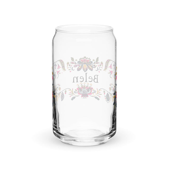 Belén Exclusive Name Art Piece Can-Shaped Glass Home Office Work Mexican Spanish Pride Gift Cup One-Of-A-Kind Calligraphy Glass | B26 Mexicada