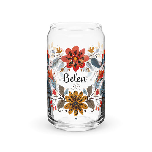 Belén Exclusive Name Art Piece Can - Shaped Glass Home Office Work Mexican Spanish Pride Gift Cup One - Of - A - Kind Calligraphy Glass | B27 - Mexicada