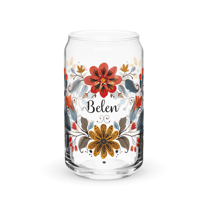 Belén Exclusive Name Art Piece Can - Shaped Glass Home Office Work Mexican Spanish Pride Gift Cup One - Of - A - Kind Calligraphy Glass | B27 - Mexicada