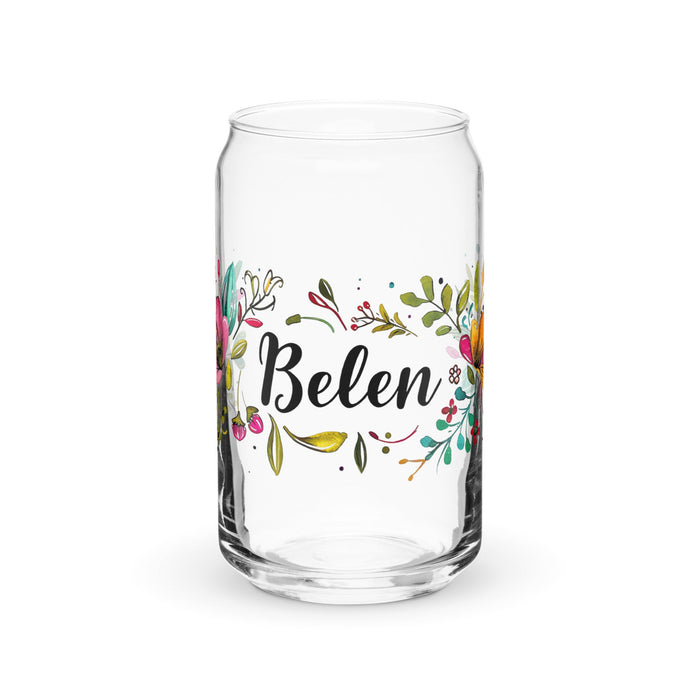 Belén Exclusive Name Art Piece Can - Shaped Glass Home Office Work Mexican Spanish Pride Gift Cup One - Of - A - Kind Calligraphy Glass | B4 - Mexicada