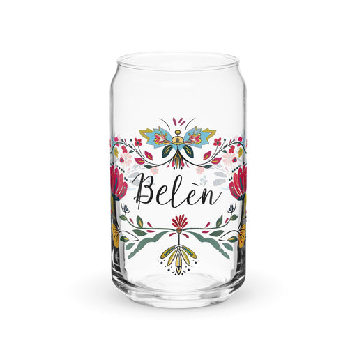 Belén Exclusive Name Art Piece Can - Shaped Glass Home Office Work Mexican Spanish Pride Gift Cup One - Of - A - Kind Calligraphy Glass | B5 - Mexicada