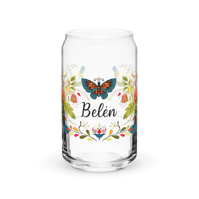 Belén Exclusive Name Art Piece Can - Shaped Glass Home Office Work Mexican Spanish Pride Gift Cup One - Of - A - Kind Calligraphy Glass | B6 - Mexicada