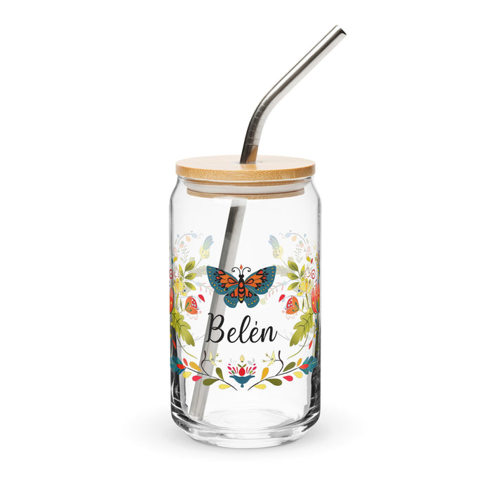 Belén Exclusive Name Art Piece Can - Shaped Glass Home Office Work Mexican Spanish Pride Gift Cup One - Of - A - Kind Calligraphy Glass | B6 - Mexicada