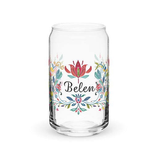 Belén Exclusive Name Art Piece Can - Shaped Glass Home Office Work Mexican Spanish Pride Gift Cup One - Of - A - Kind Calligraphy Glass | B8 - Mexicada