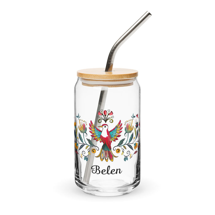 Belén Exclusive Name Art Piece Can - Shaped Glass Home Office Work Mexican Spanish Pride Gift Cup One - Of - A - Kind Calligraphy Glass | B9 - Mexicada