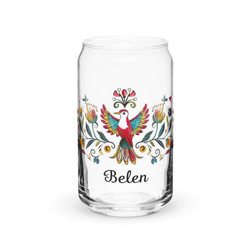 Belén Exclusive Name Art Piece Can - Shaped Glass Home Office Work Mexican Spanish Pride Gift Cup One - Of - A - Kind Calligraphy Glass | B9 - Mexicada