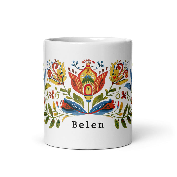 Belén Exclusive Name Art Piece Home Office Work Coffee Mug Mexican Spanish Pride Gift Cup One-Of-A-Kind Calligraphy White Glossy Mug | B1 Mexicada