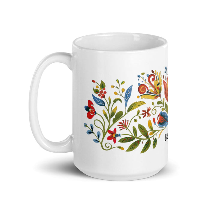 Belén Exclusive Name Art Piece Home Office Work Coffee Mug Mexican Spanish Pride Gift Cup One-Of-A-Kind Calligraphy White Glossy Mug | B1 Mexicada