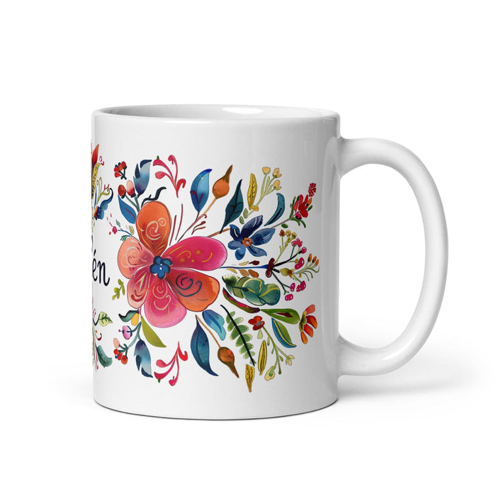 Belén Exclusive Name Art Piece Home Office Work Coffee Mug Mexican Spanish Pride Gift Cup One-Of-A-Kind Calligraphy White Glossy Mug | B10 Mexicada 11 oz