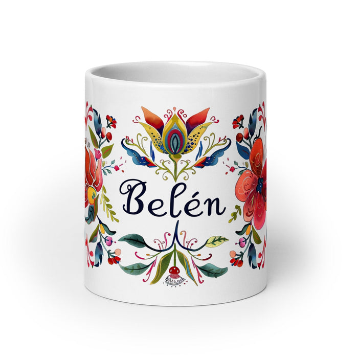 Belén Exclusive Name Art Piece Home Office Work Coffee Mug Mexican Spanish Pride Gift Cup One-Of-A-Kind Calligraphy White Glossy Mug | B10 Mexicada