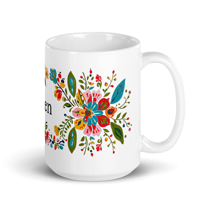 Belén Exclusive Name Art Piece Home Office Work Coffee Mug Mexican Spanish Pride Gift Cup One-Of-A-Kind Calligraphy White Glossy Mug | B11 Mexicada 15 oz