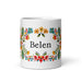 Belén Exclusive Name Art Piece Home Office Work Coffee Mug Mexican Spanish Pride Gift Cup One-Of-A-Kind Calligraphy White Glossy Mug | B11 Mexicada