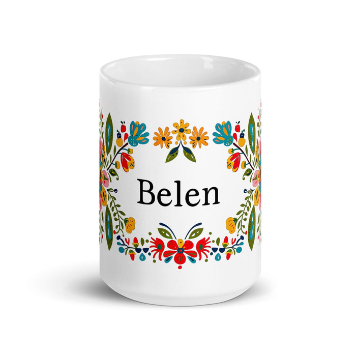 Belén Exclusive Name Art Piece Home Office Work Coffee Mug Mexican Spanish Pride Gift Cup One-Of-A-Kind Calligraphy White Glossy Mug | B11 Mexicada