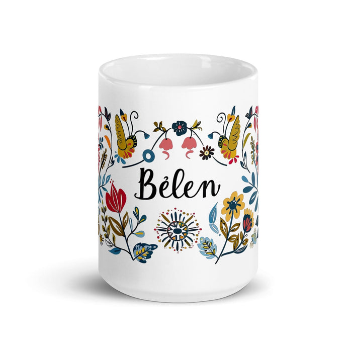 Belén Exclusive Name Art Piece Home Office Work Coffee Mug Mexican Spanish Pride Gift Cup One-Of-A-Kind Calligraphy White Glossy Mug | B12 Mexicada