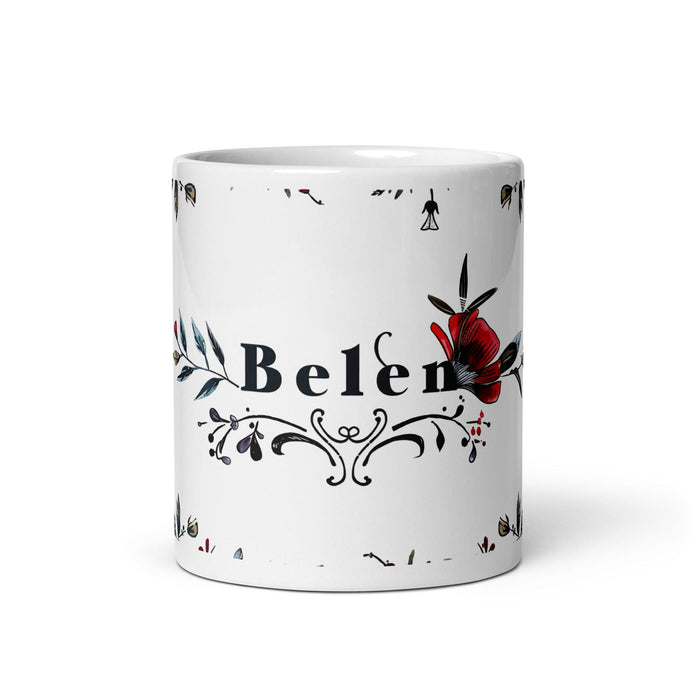 Belén Exclusive Name Art Piece Home Office Work Coffee Mug Mexican Spanish Pride Gift Cup One-Of-A-Kind Calligraphy White Glossy Mug | B13 Mexicada