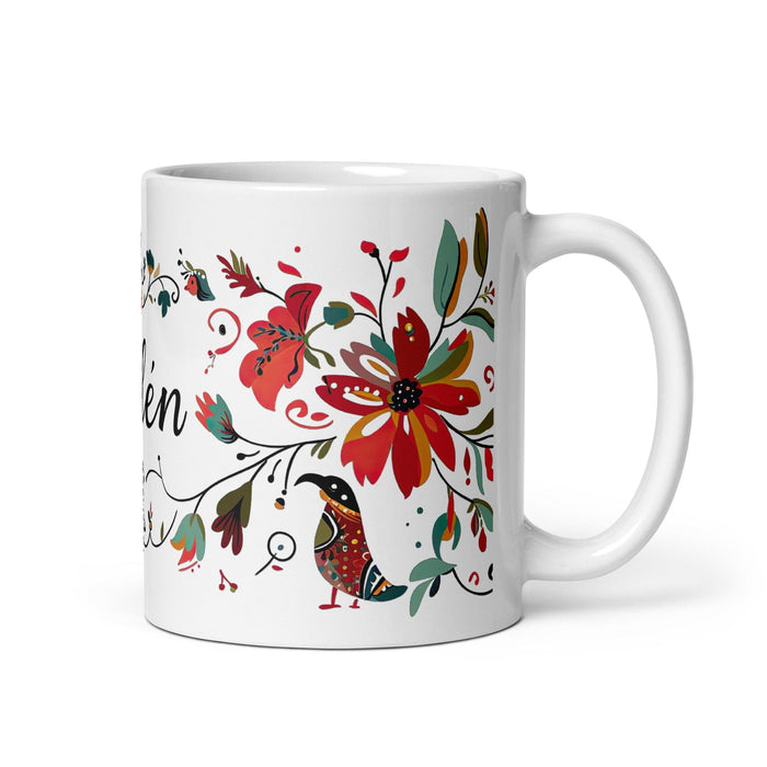 Belén Exclusive Name Art Piece Home Office Work Coffee Mug Mexican Spanish Pride Gift Cup One-Of-A-Kind Calligraphy White Glossy Mug | B14 Mexicada 11 oz