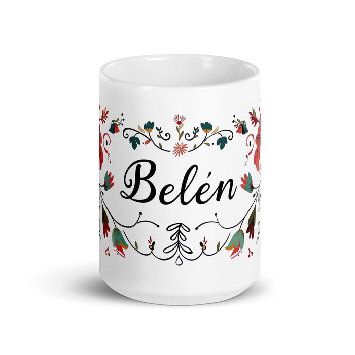 Belén Exclusive Name Art Piece Home Office Work Coffee Mug Mexican Spanish Pride Gift Cup One-Of-A-Kind Calligraphy White Glossy Mug | B14 Mexicada