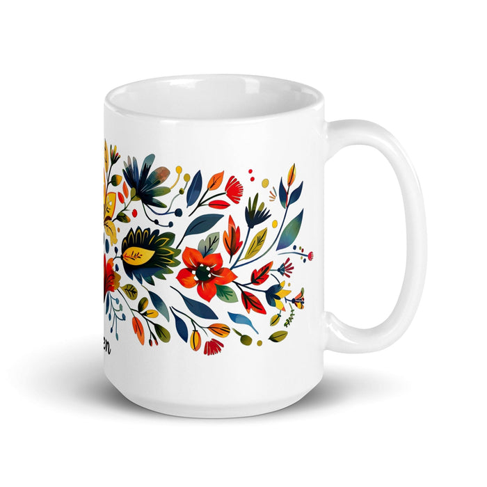 Belén Exclusive Name Art Piece Home Office Work Coffee Mug Mexican Spanish Pride Gift Cup One-Of-A-Kind Calligraphy White Glossy Mug | B15 Mexicada 15 oz