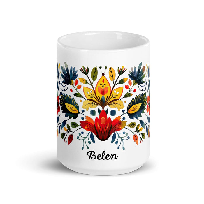 Belén Exclusive Name Art Piece Home Office Work Coffee Mug Mexican Spanish Pride Gift Cup One-Of-A-Kind Calligraphy White Glossy Mug | B15 Mexicada