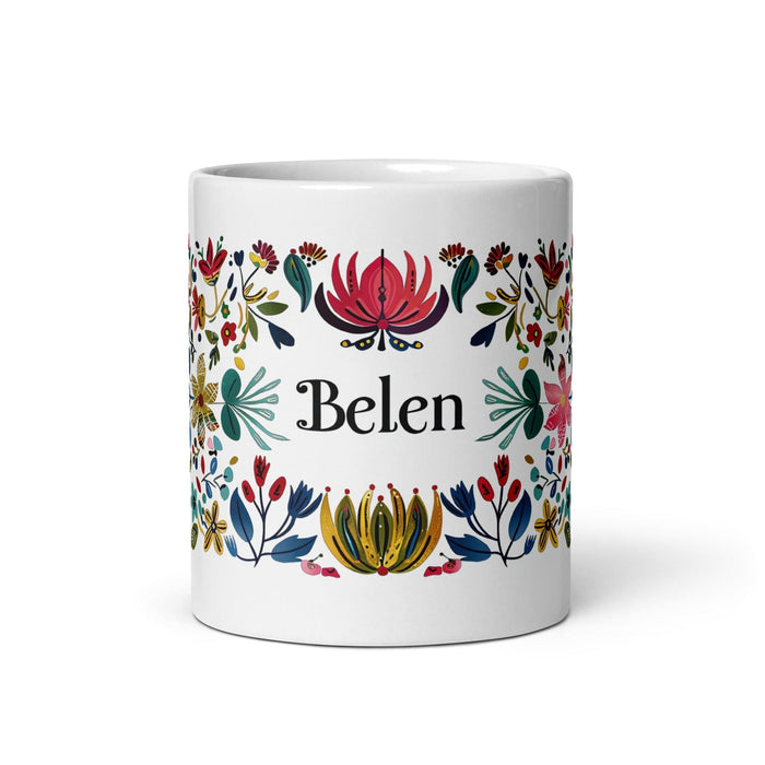 Belén Exclusive Name Art Piece Home Office Work Coffee Mug Mexican Spanish Pride Gift Cup One - Of - A - Kind Calligraphy White Glossy Mug | B16 - Mexicada