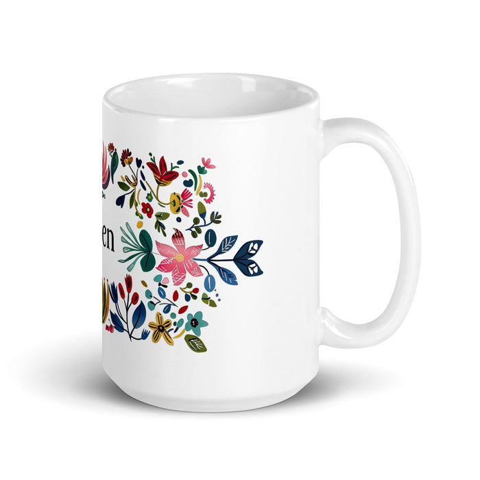 Belén Exclusive Name Art Piece Home Office Work Coffee Mug Mexican Spanish Pride Gift Cup One-Of-A-Kind Calligraphy White Glossy Mug | B16 Mexicada 15 oz