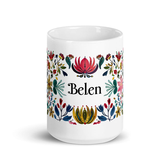 Belén Exclusive Name Art Piece Home Office Work Coffee Mug Mexican Spanish Pride Gift Cup One-Of-A-Kind Calligraphy White Glossy Mug | B16 Mexicada