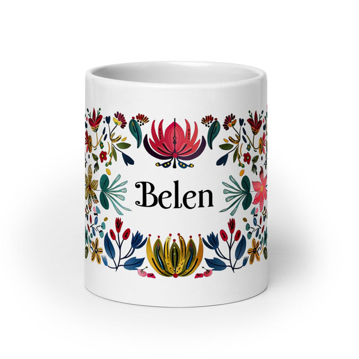 Belén Exclusive Name Art Piece Home Office Work Coffee Mug Mexican Spanish Pride Gift Cup One-Of-A-Kind Calligraphy White Glossy Mug | B16 Mexicada