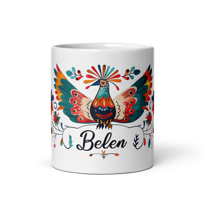 Belén Exclusive Name Art Piece Home Office Work Coffee Mug Mexican Spanish Pride Gift Cup One-Of-A-Kind Calligraphy White Glossy Mug | B17 Mexicada