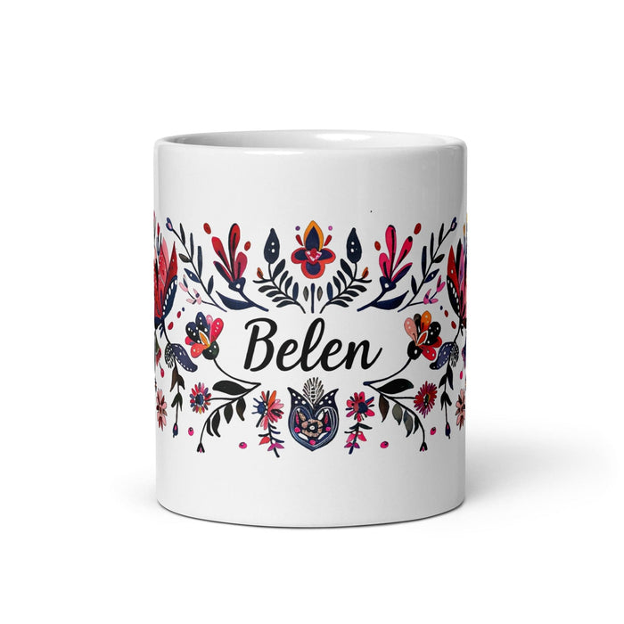 Belén Exclusive Name Art Piece Home Office Work Coffee Mug Mexican Spanish Pride Gift Cup One-Of-A-Kind Calligraphy White Glossy Mug | B18 Mexicada